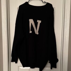 Black Sweater with ivory 'N' Design